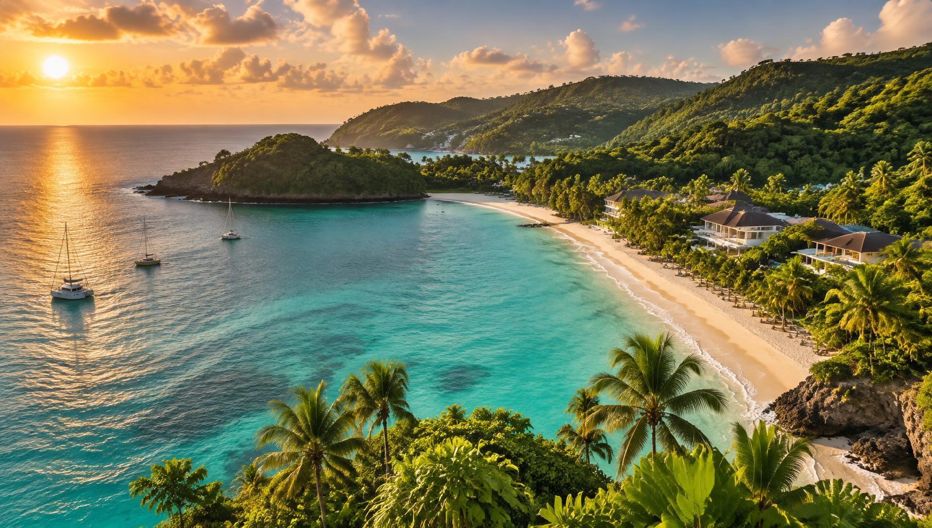 Tobago coastline at sunset